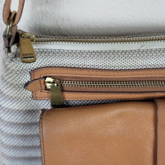 Fossil crossbody strap shoulder bag striped brown than - Picture 8 of 9